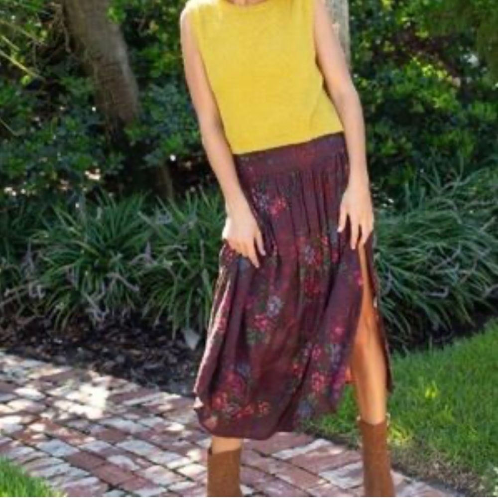 Natural Life Addie Midi Skirt w/ Side Slit